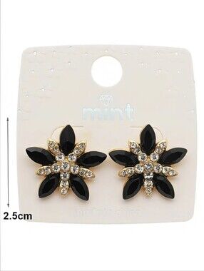 Mint Flower Crystal Stud Earrings - Choice Of 1 Pair